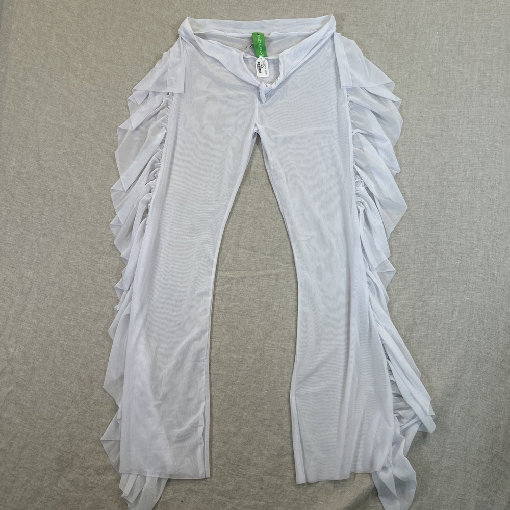 Women Endara Bay Mesh Ruffle Pants Swim Cover Up Sheer One Size NWT
